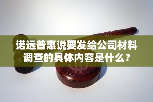 诺远普惠说要发给公司材料调查的具体内容是什么？