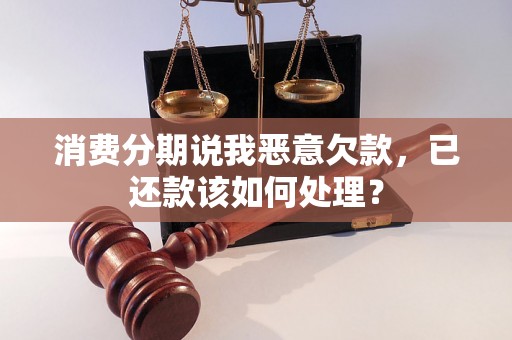 消费分期说我恶意欠款，已还款该如何处理？