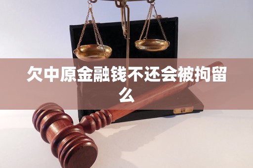 欠中原金融錢不還會被拘留么