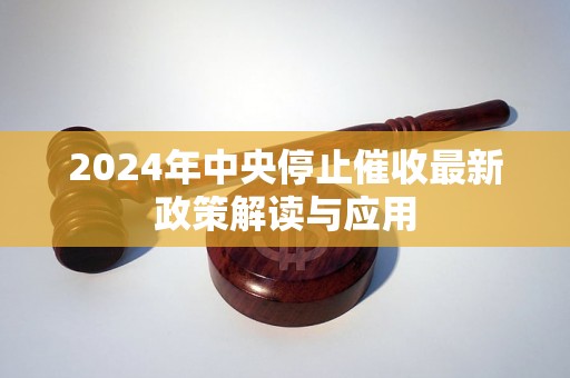 2024年中央停止催收最新政策解读与应用