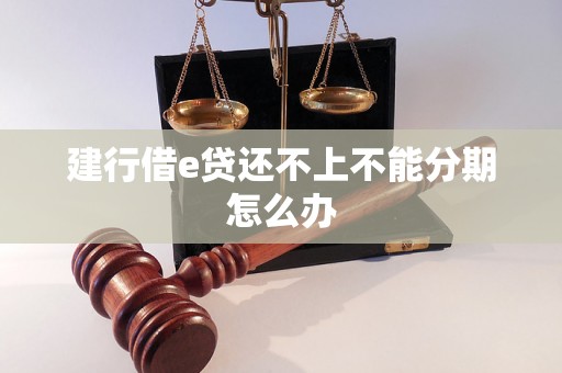 建行借e贷还不上不能分期怎么办 建行借e贷还不上不能分期怎么办