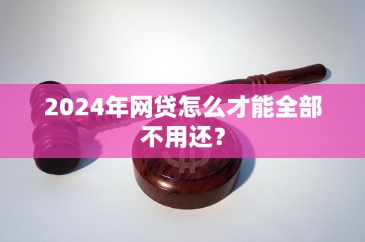 2024年網(wǎng)貸怎么才能全部不用還？