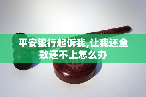 平安銀行起訴我,讓我還全款還不上怎么辦