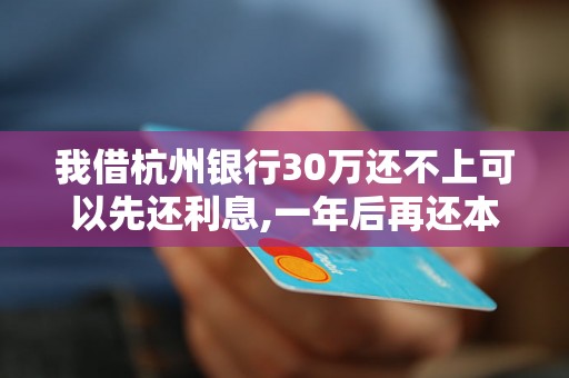 我借杭州银行30万还不上可以先还利息,一年后再还本息 我借杭州银行30万还不上可以先还利息,一年后再还本息