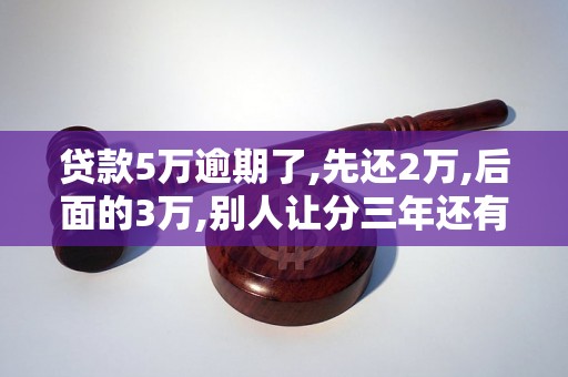 贷款5万逾期了,先还2万,后面的3万,别人让分三年还有事吗 贷款5万逾期了,先还2万,后面的3万,别人让分三年还有事吗