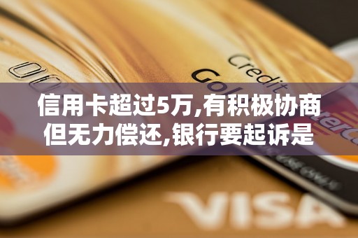 信用卡超过5万,有积极协商但无力偿还,银行要起诉是不是第一时间就会去先报