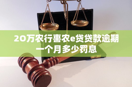 2O万农行軎农e贷贷款逾期一个月多少罚息 2O万农行軎农e贷贷款逾期一个月多少罚息