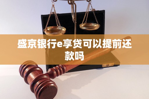 盛京银行e享贷可以提前还款吗