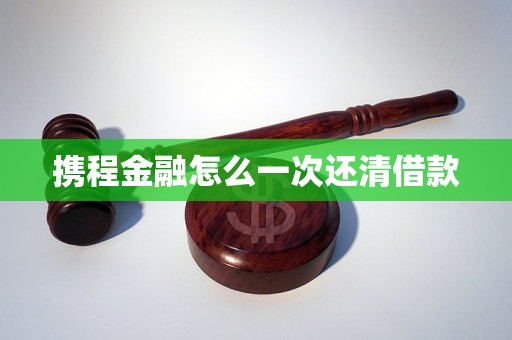 攜程金融怎么一次還清借款