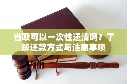 省呗可以一次性还清吗？了解还款方式与注意事项