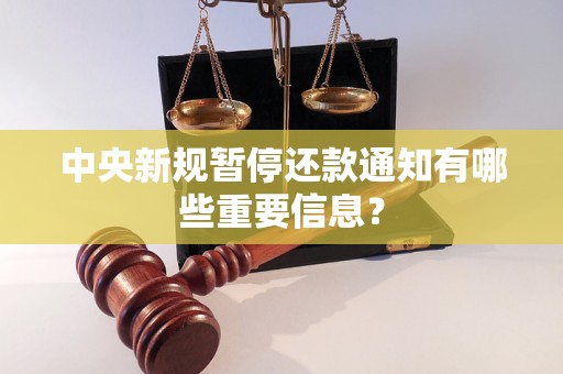 中央新規(guī)暫停還款通知有哪些重要信息？