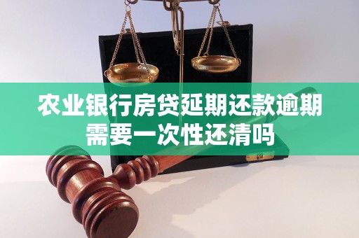 農業(yè)銀行房貸延期還款逾期需要一次性還清嗎