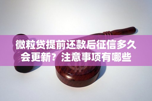 微粒贷提前还款后征信多久会更新?注意事项有哪些 微粒贷提前还款后征信多久会更新?注意事项有哪些