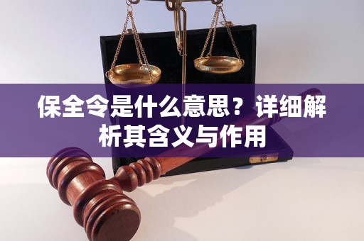 保全令是什么意思？詳細(xì)解析其含義與作用