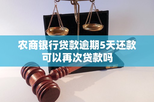 農(nóng)商銀行貸款逾期5天還款可以再次貸款嗎