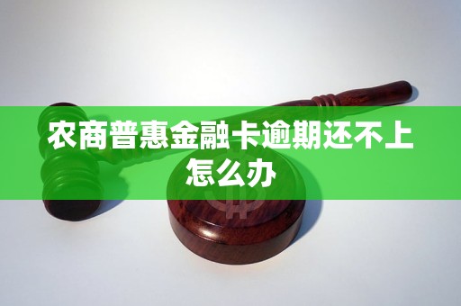 農(nóng)商普惠金融卡逾期還不上怎么辦