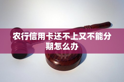 農(nóng)行信用卡還不上又不能分期怎么辦