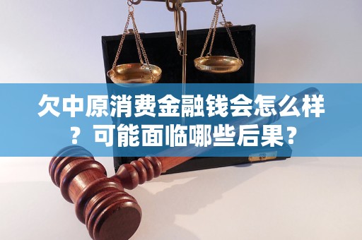 欠中原消費金融錢會怎么樣？可能面臨哪些后果？