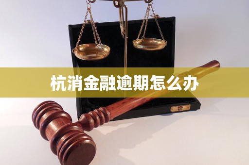 杭消金融逾期怎么辦