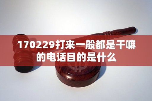 170229打来一般都是干嘛的电话目的是什么